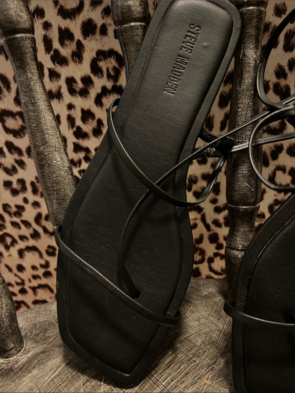 Steve Madden Black Strappy Square-Toe Sandals